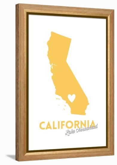 Lake Arrowhead, California - State Outline and Heart (Yellow)-Lantern Press-Framed Stretched Canvas