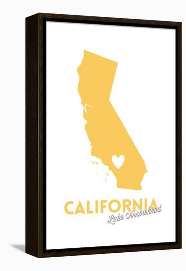 Lake Arrowhead, California - State Outline and Heart (Yellow)-Lantern Press-Framed Stretched Canvas