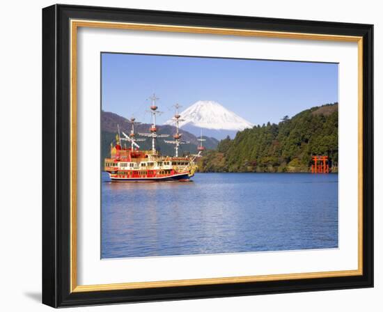 Lake Ashino-Ko with the Red Torii Gates of Hakone-Jinja,Central Honshu, Japan-Gavin Hellier-Framed Photographic Print