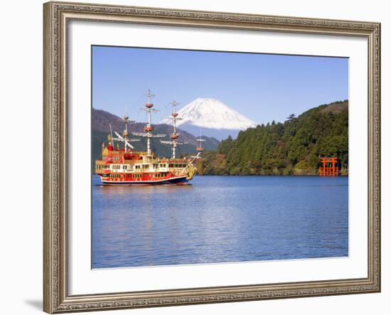 Lake Ashino-Ko with the Red Torii Gates of Hakone-Jinja,Central Honshu, Japan-Gavin Hellier-Framed Photographic Print