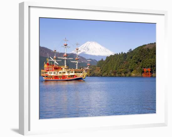 Lake Ashino-Ko with the Red Torii Gates of Hakone-Jinja,Central Honshu, Japan-Gavin Hellier-Framed Photographic Print