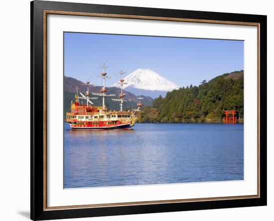 Lake Ashino-Ko with the Red Torii Gates of Hakone-Jinja,Central Honshu, Japan-Gavin Hellier-Framed Photographic Print