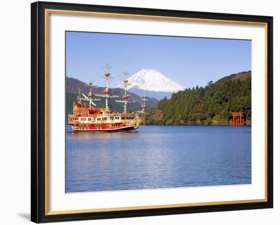 Lake Ashino-Ko with the Red Torii Gates of Hakone-Jinja,Central Honshu, Japan-Gavin Hellier-Framed Photographic Print