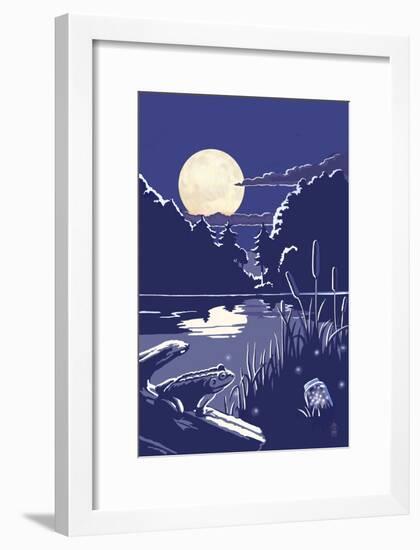 Lake at Night-Lantern Press-Framed Art Print