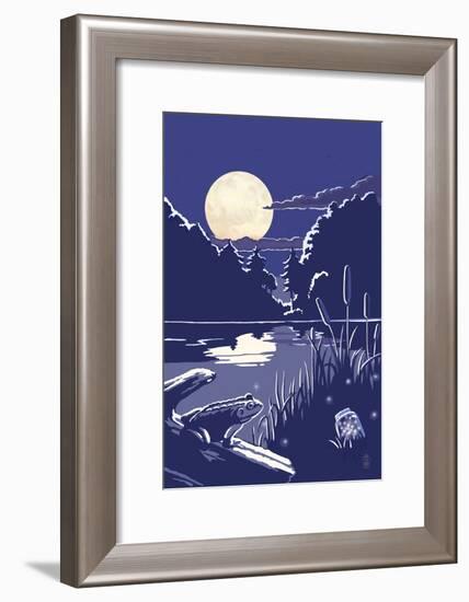 Lake at Night-Lantern Press-Framed Art Print