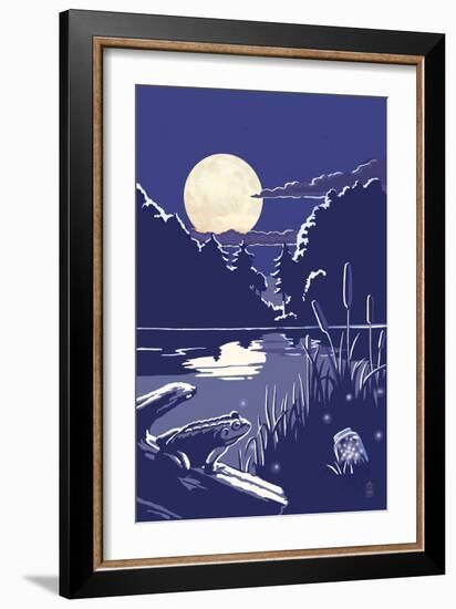 Lake at Night-Lantern Press-Framed Art Print