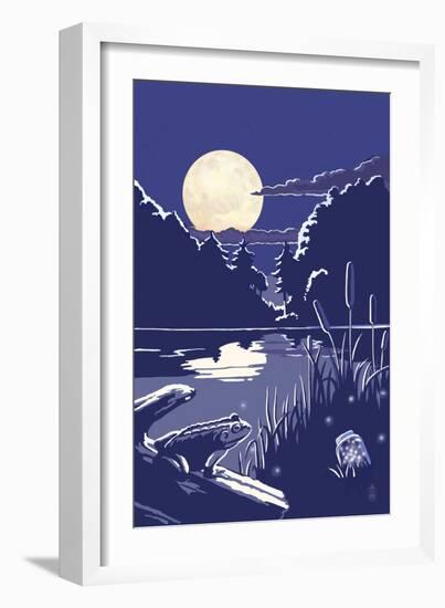Lake at Night-Lantern Press-Framed Art Print