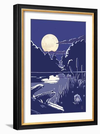 Lake at Night-Lantern Press-Framed Art Print