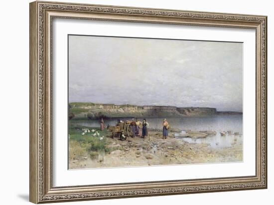 Lake Balaton with the Shore of Akarattya, 1885-Geza Meszoly-Framed Giclee Print