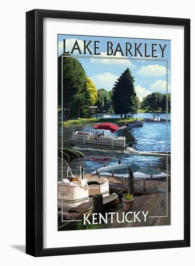 Lake Barkley, Kentucky - Pontoon Boats-Lantern Press-Framed Art Print