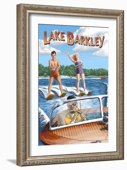 Lake Barkley, Kentucky - Water Skiing-Lantern Press-Framed Art Print