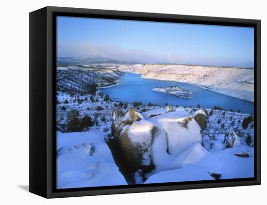 Lake Billy Chinook with Blanket of Snow-Steve Terrill-Framed Premier Image Canvas