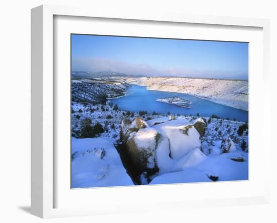 Lake Billy Chinook with Blanket of Snow-Steve Terrill-Framed Photographic Print