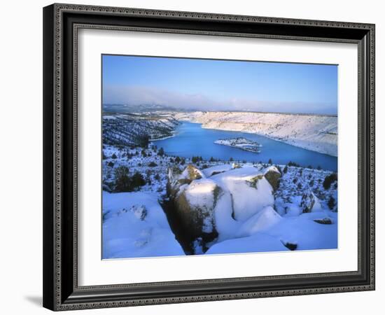 Lake Billy Chinook with Blanket of Snow-Steve Terrill-Framed Photographic Print