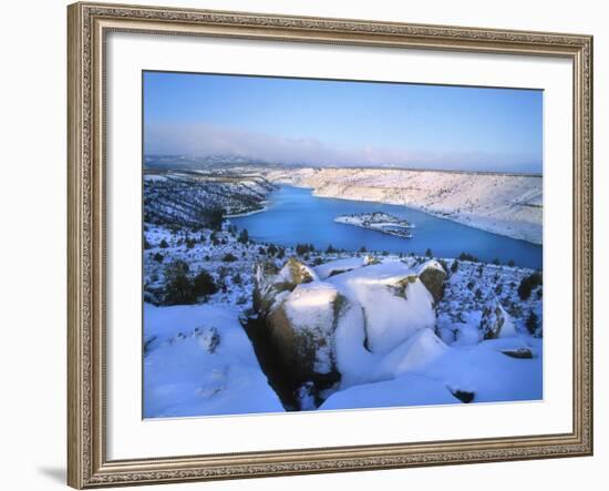 Lake Billy Chinook with Blanket of Snow-Steve Terrill-Framed Photographic Print