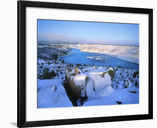 Lake Billy Chinook with Blanket of Snow-Steve Terrill-Framed Photographic Print