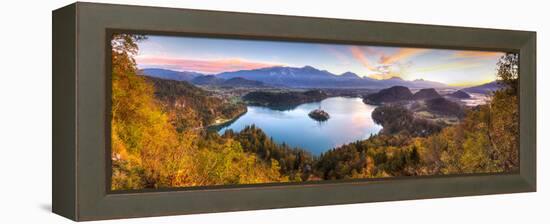 Lake Bled and the Julian Alps Illuminated at Sunrise, Lake Bled, Bled, Upper Carniola, Slovenia-Doug Pearson-Framed Premier Image Canvas