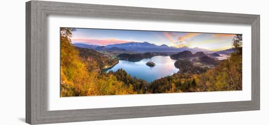 Lake Bled and the Julian Alps Illuminated at Sunrise, Lake Bled, Bled, Upper Carniola, Slovenia-Doug Pearson-Framed Photographic Print