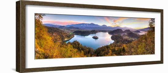 Lake Bled and the Julian Alps Illuminated at Sunrise, Lake Bled, Bled, Upper Carniola, Slovenia-Doug Pearson-Framed Photographic Print