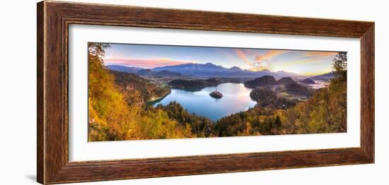 Lake Bled and the Julian Alps Illuminated at Sunrise, Lake Bled, Bled, Upper Carniola, Slovenia-Doug Pearson-Framed Photographic Print