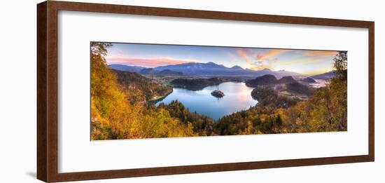 Lake Bled and the Julian Alps Illuminated at Sunrise, Lake Bled, Bled, Upper Carniola, Slovenia-Doug Pearson-Framed Photographic Print