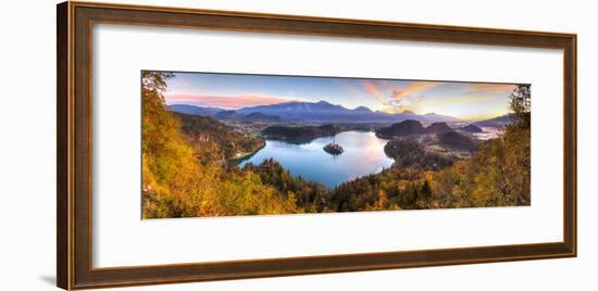 Lake Bled and the Julian Alps Illuminated at Sunrise, Lake Bled, Bled, Upper Carniola, Slovenia-Doug Pearson-Framed Photographic Print