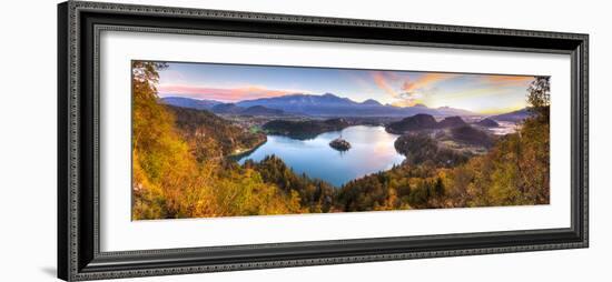 Lake Bled and the Julian Alps Illuminated at Sunrise, Lake Bled, Bled, Upper Carniola, Slovenia-Doug Pearson-Framed Photographic Print