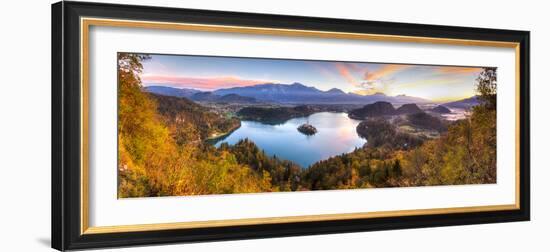 Lake Bled and the Julian Alps Illuminated at Sunrise, Lake Bled, Bled, Upper Carniola, Slovenia-Doug Pearson-Framed Photographic Print