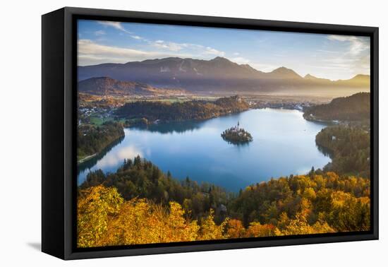 Lake Bled and the Julian Alps Illuminated at Sunrise, Lake Bled, Bled, Upper Carniola, Slovenia-Doug Pearson-Framed Premier Image Canvas