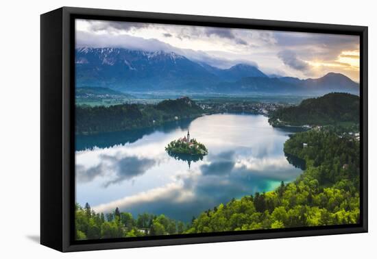 Lake Bled Island and the Julian Alps at Sunrise-Matthew Williams-Ellis-Framed Premier Image Canvas