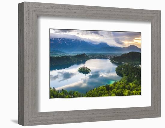 Lake Bled Island and the Julian Alps at Sunrise-Matthew Williams-Ellis-Framed Photographic Print