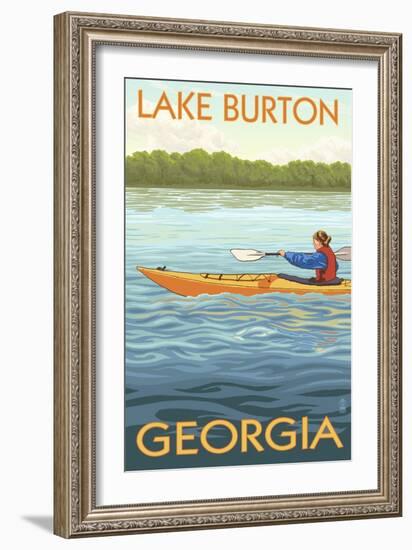 Lake Burton, Georgia - Kayak Scene-Lantern Press-Framed Art Print