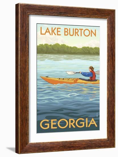 Lake Burton, Georgia - Kayak Scene-Lantern Press-Framed Art Print