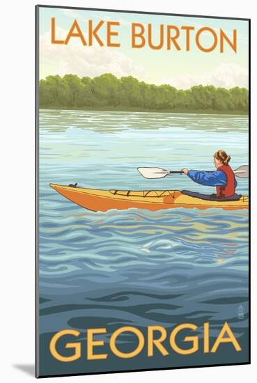 Lake Burton, Georgia - Kayak Scene-Lantern Press-Mounted Art Print