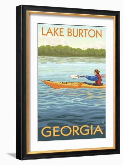 Lake Burton, Georgia - Kayak Scene-Lantern Press-Framed Art Print