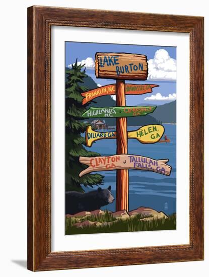 Lake Burton, Georgia - Sign Destinations-Lantern Press-Framed Art Print