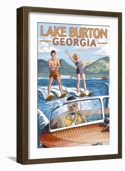 Lake Burton, Georgia - Water Skiing Scene-Lantern Press-Framed Art Print