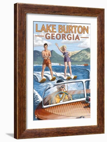 Lake Burton, Georgia - Water Skiing Scene-Lantern Press-Framed Art Print