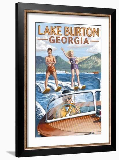 Lake Burton, Georgia - Water Skiing Scene-Lantern Press-Framed Art Print