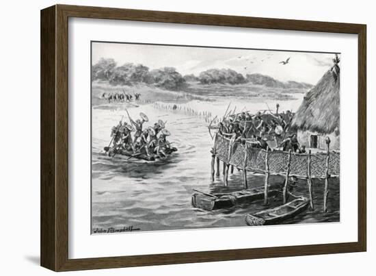 Lake-Dwellers Attacked-G.F. Scott Elliot-Framed Art Print