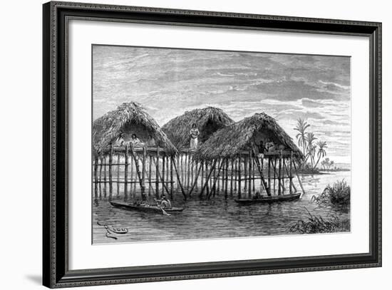 Lake Dwellings of Santa Rosa, Near Maracaibo, Venezuela, 1895-null-Framed Giclee Print