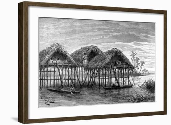 Lake Dwellings of Santa Rosa, Near Maracaibo, Venezuela, 1895-null-Framed Giclee Print