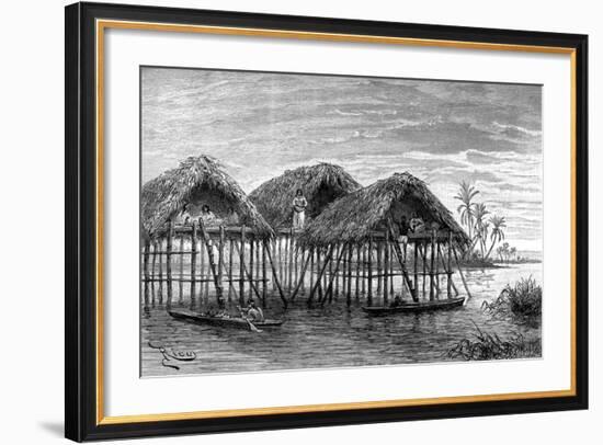 Lake Dwellings of Santa Rosa, Near Maracaibo, Venezuela, 1895-null-Framed Giclee Print