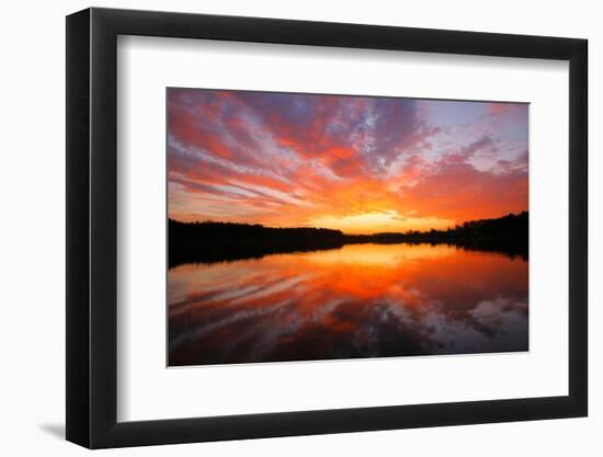 Lake, Evening Mood, Afterglow-Alfons Rumberger-Framed Photographic Print