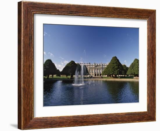 Lake, Fountain and Ornamental Trees in Hampton Court Palace Grounds, Near London-Nigel Blythe-Framed Photographic Print
