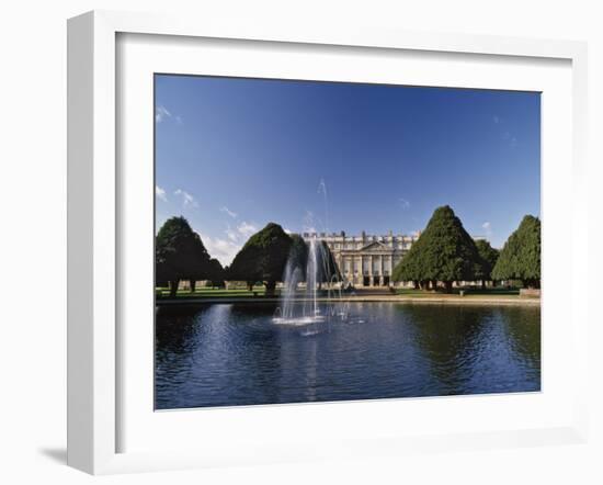 Lake, Fountain and Ornamental Trees in Hampton Court Palace Grounds, Near London-Nigel Blythe-Framed Photographic Print