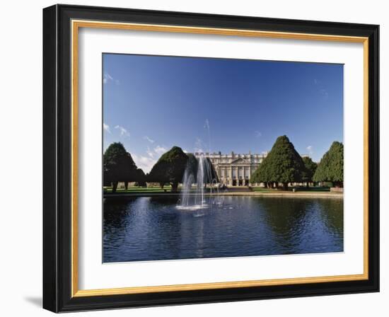 Lake, Fountain and Ornamental Trees in Hampton Court Palace Grounds, Near London-Nigel Blythe-Framed Photographic Print