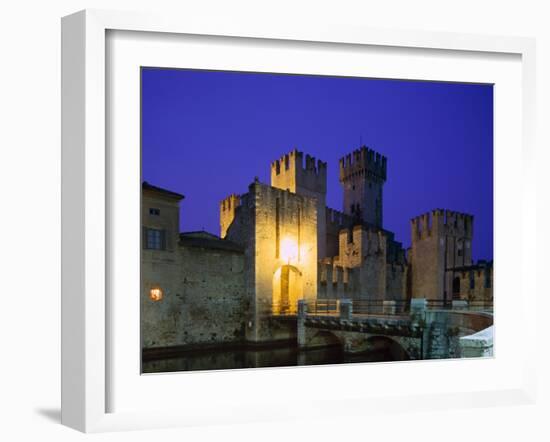 Lake Garda / Rocca Scaligera Castle / Night View, Sirmione, Veneto, Italy-Steve Vidler-Framed Photographic Print