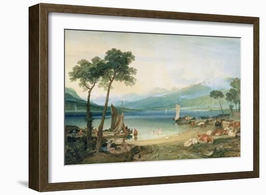 Lake Geneva and Mont Blanc, 1802-5 (W/C with Scraping Out, Pen and Ink on Wove Paper)-J. M. W. Turner-Framed Giclee Print