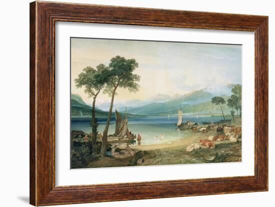 Lake Geneva and Mont Blanc, 1802-5 (W/C with Scraping Out, Pen and Ink on Wove Paper)-J. M. W. Turner-Framed Giclee Print